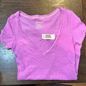 American Eagle Outfitters Women's Purple V-Neck Top